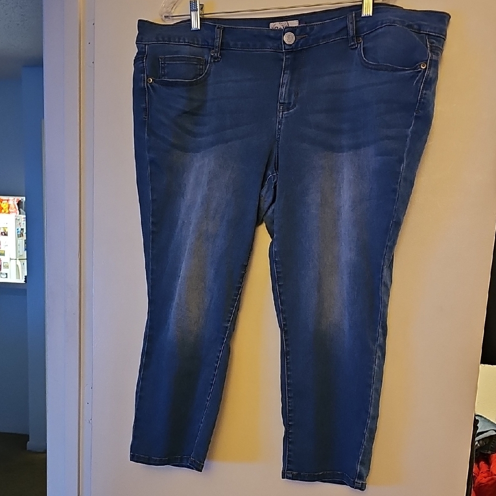 SO Dark Blue Cropped Stretch Jeans